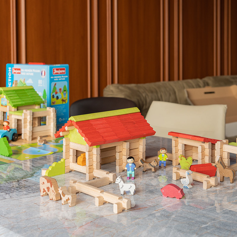 jeujura大号积木法国进口益智拼装玩具小屋实木房子拼图儿童34岁,淘宝优惠券,粉丝福利购,淘宝优惠卷