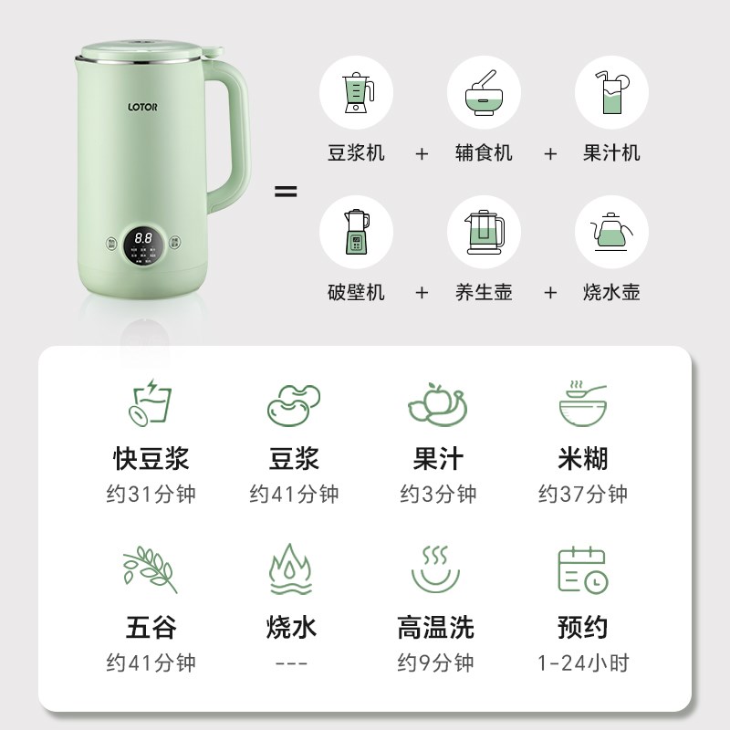 lotor破壁机家用豆浆机全自动316婴儿辅食米糊五谷杂粮榨汁机一体 - 图3
