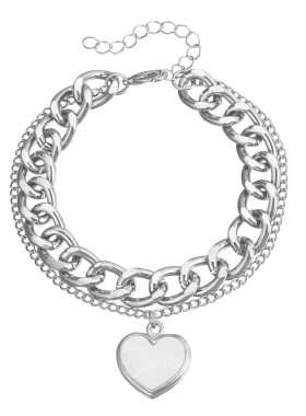 欧美饰品 几何粗铝链立体白色仿贝母手链女 ins简约个性手饰