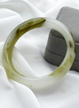 饰品玉镯新款古风简约式玻璃仿玉叮当镯闺蜜手粗款圆条贵妃镯