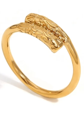 欧美ins高级复古创意黑神话悟空金箍棒手镯不锈钢镀18k金男款戒指