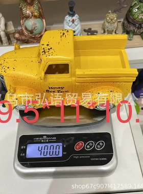 创意新款复古黄色小卡车放花家居室内玄关树脂工艺品摆件