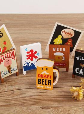 迷你复古招牌模型娃娃屋木制黑板画 圣诞节装饰万圣节日微缩场景