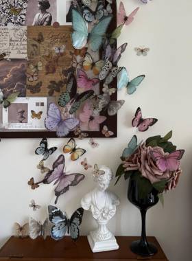 新款pvc立体蝴蝶节配饰卡片花束蝴蝶装饰彩蝶卡片花店配件用品