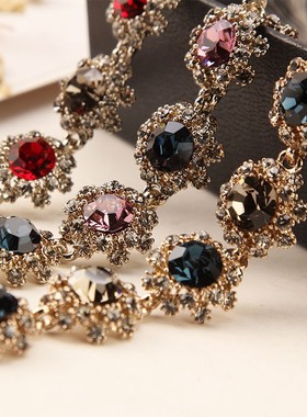 韩国超闪水钻复古手链女时尚个性水晶手饰品网红手镯森系手环手圈