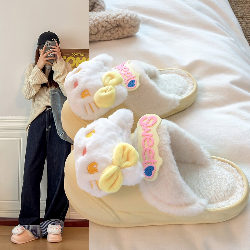 2025可爱卡通蝴蝶结KT猫棉拖鞋