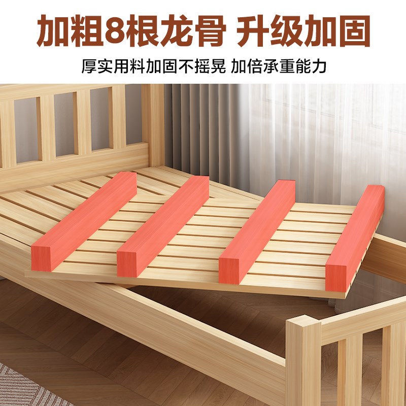 全实木经济型现代简约静音床双人床学生宿舍床出租房松木单人小床 - 图0