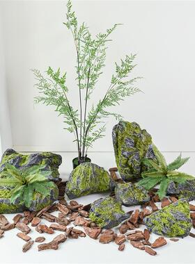 仿真青苔泡沫仿生石头森林造景室内庭院假山绿植苔藓假石道具摆件
