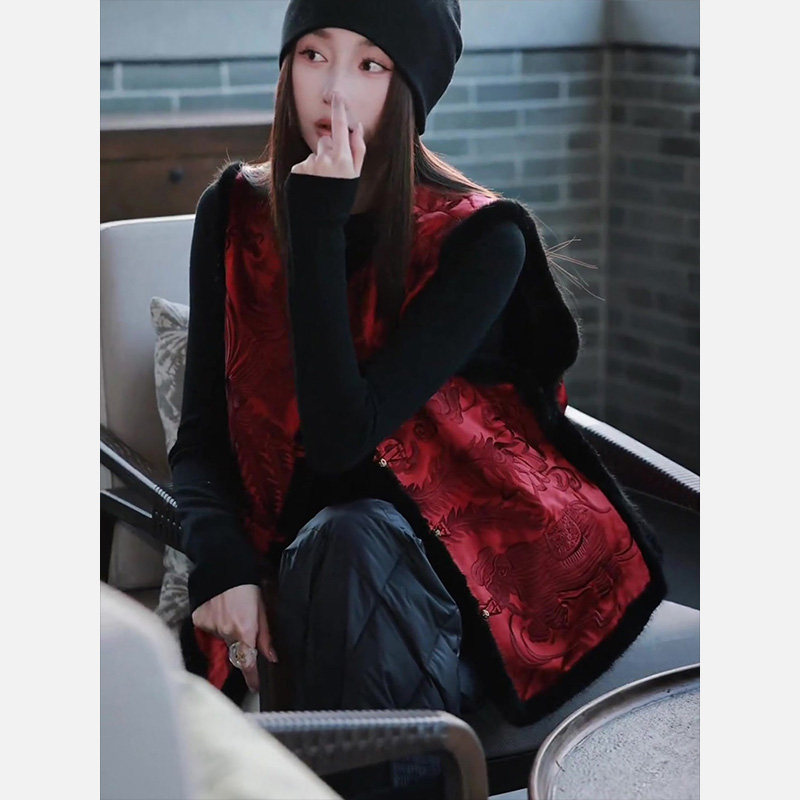 新中式国风盘扣红色马甲女2025新款爆款秋冬高级感超好看气质唐装,淘宝优惠券,粉丝福利购,淘宝优惠卷