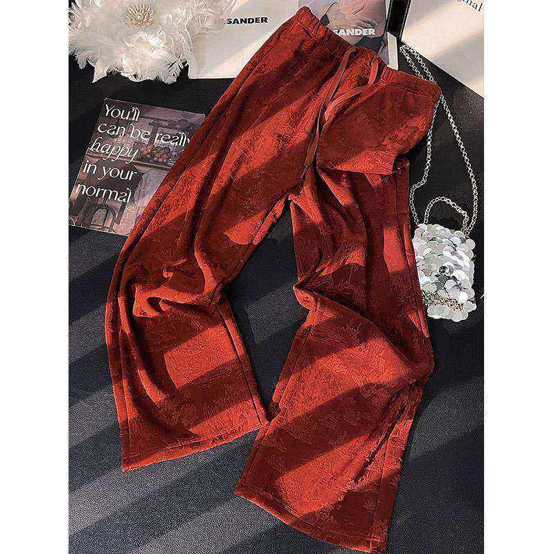 新中式提花休闲裤子女2026冬季新款直筒宽松国风阔腿裤潮,淘宝优惠券,粉丝福利购,淘宝优惠卷