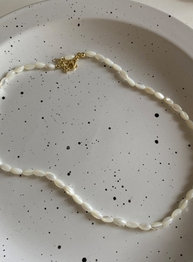 ivy贝壳珠项链透亮椭圆女