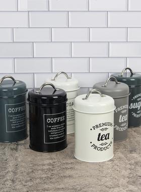 样板间英文铁艺储物罐现代简约咖啡豆饭厅厨房北欧整体橱柜摆件密