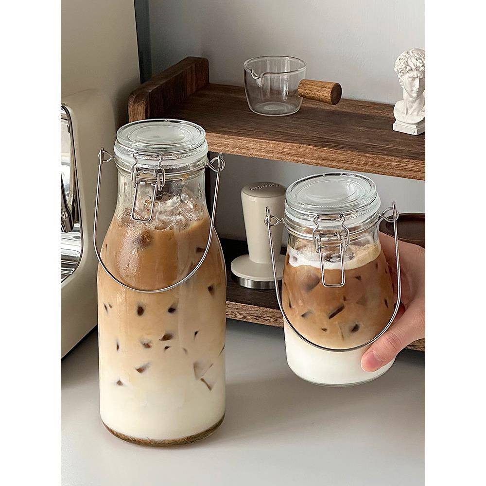 便携外带玻璃杯带盖喝水杯女个人专用茶杯密封随行咖啡杯子果茶杯 - 图0