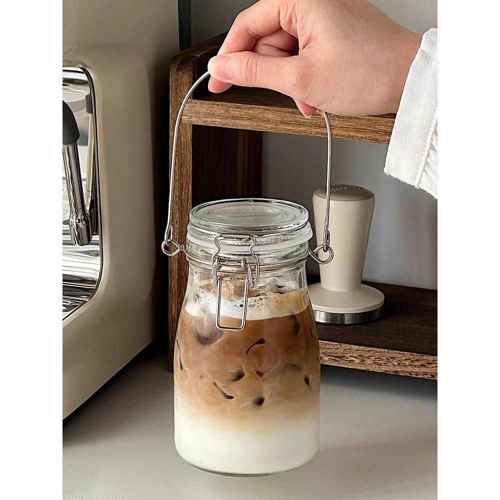 便携外带玻璃杯带盖喝水杯女个人专用茶杯密封随行咖啡杯子果茶杯 - 图1