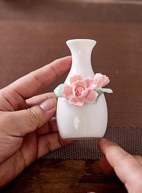 摆件客厅插花桌面鱼缸造景电视柜餐桌酒柜陶瓷小花瓶玄关花插赠品