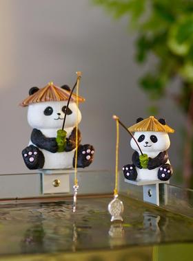 生态古法鱼缸边草缸乌龟缸熊猫钓鱼装饰摆件中式假山流水鱼池造景