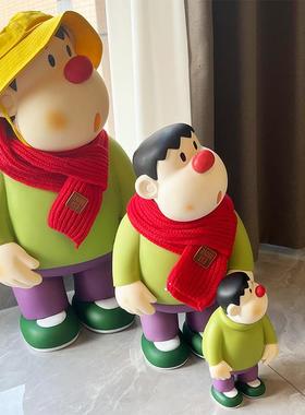 大号胖虎歪头创意手办公仔摆件车载玄关客厅电视柜台面高级感装饰