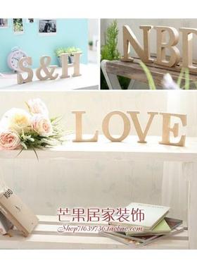 DIY木质彩色英文字母桌面摆件 家居装饰 摄影道具酒吧咖啡厅壁饰