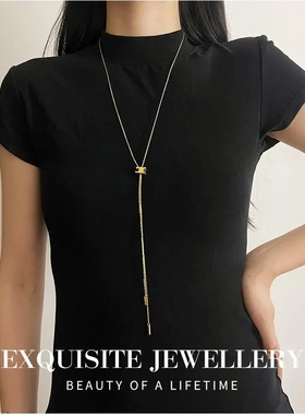 2025新款秋冬长款流苏凯旋门设计毛衣链高级感小众轻奢可抽拉项链