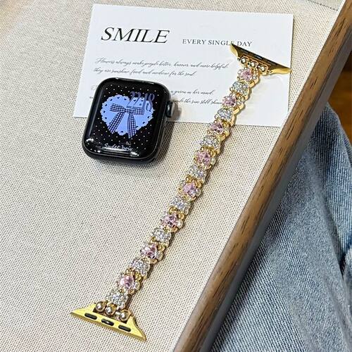 爱心钻适用applewatchS10新款S11弹力表带苹果手表S9876腕带ultra - 图1