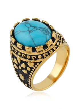 热销不锈钢饰品 流行复古镶钻戒指 铸造腐蚀抹油宝石戒指饰品