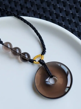 草莓晶平安扣项链手工编织桃花女学生简约通勤百搭配闺蜜锁骨链