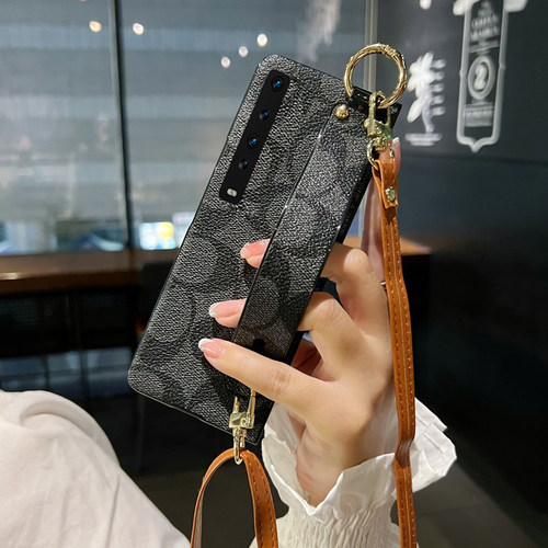 适用华为mate XS2手机壳折叠屏matexs复古腕带支架xs2高级感xs斜跨挂绳商务时尚轻奢创意蔻驰手工定制情侣女 - 图0