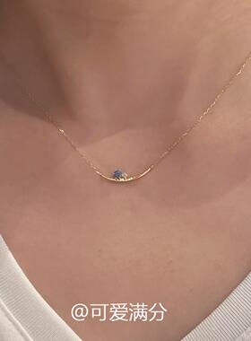 简约系蓝色锆石吊坠项链女