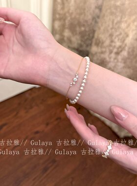 金色错落星钻细手链女2026新款