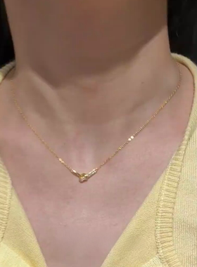韩系金色绳结项链女巨好看锁骨链