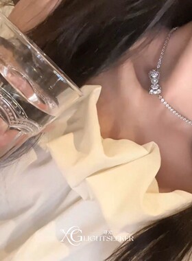 S925纯银色爆闪满钻蝴蝶结项链女