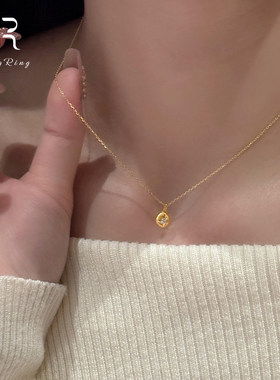 S925纯银拉丝豆豆四芒星项链女