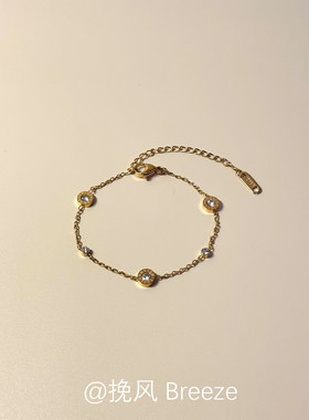 S925纯银森系蓝色串珠手链女