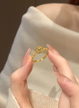 s925纯银爆闪星星金色戒指女