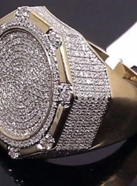 wish热卖镶嵌锆石霸气戒指电商欧美男指环ebay新款