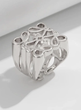 欧美饰品 叠戴风不规则合金戒指 交叉线型镂空开口ring套装