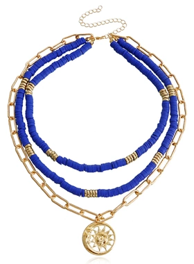 欧美饰品 夏季波西米亚多层彩色软陶项链女 百搭项饰