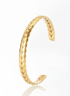 钛钢简约手环开口活动不锈钢线手工编织手镯百搭设计饰品配饰