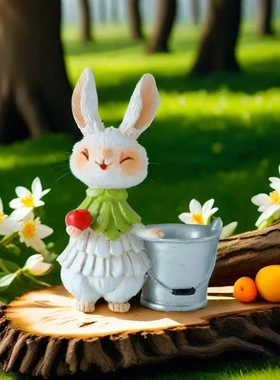 欧式复活节树脂田园兔子庭院装饰摆件雕像设计树脂家居工艺品摆件