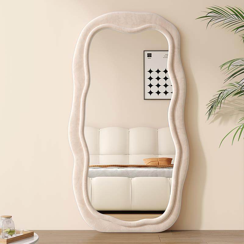 创意全身镜家用落地镜轻奢异形波浪穿衣镜网红客厅黑色试衣镜,淘宝优惠券,粉丝福利购,淘宝优惠卷