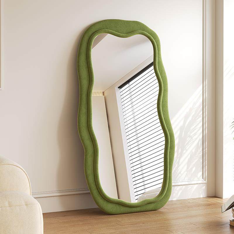 创意全身镜家用落地镜轻奢异形波浪穿衣镜网红客厅黑色试衣镜,淘宝优惠券,粉丝福利购,淘宝优惠卷