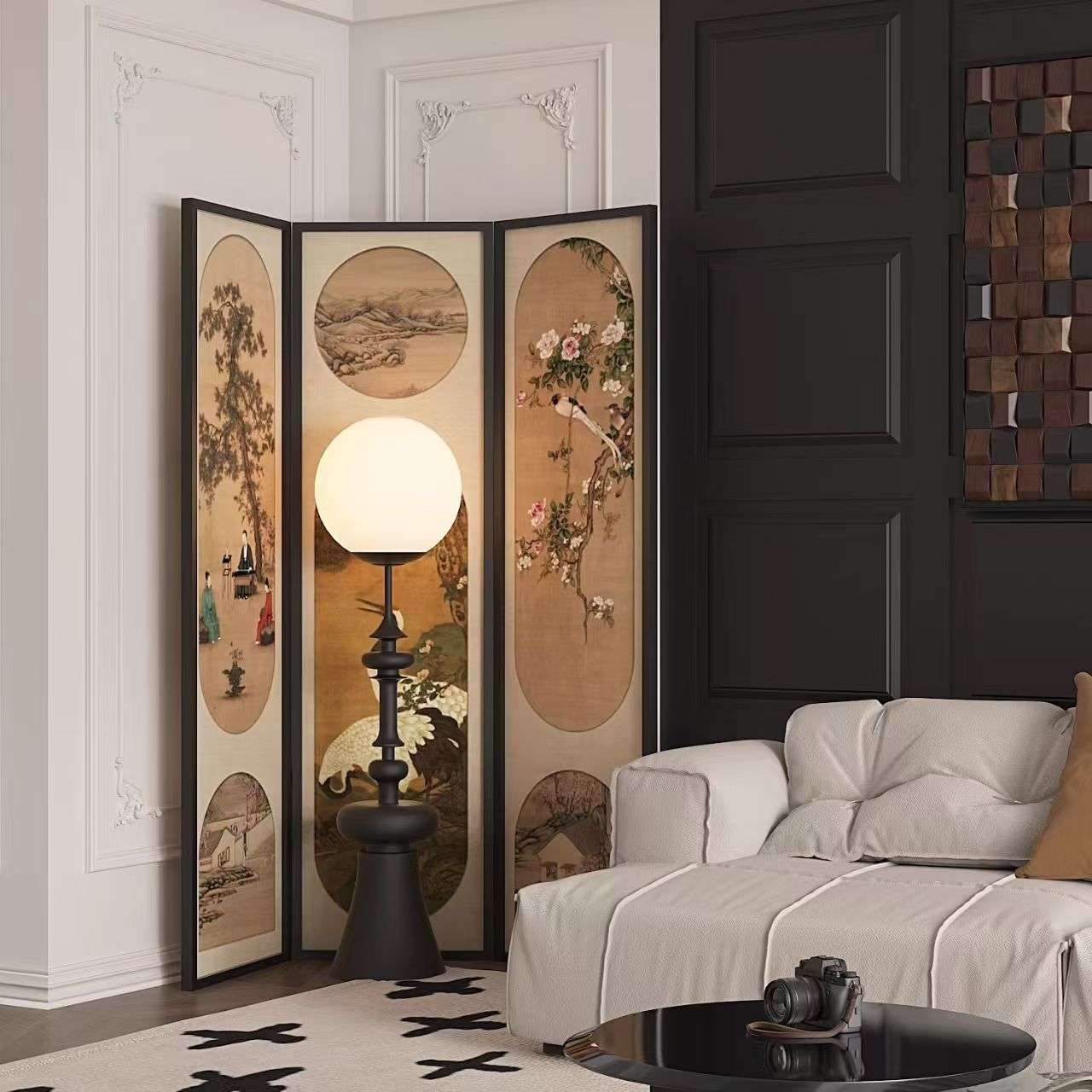 法式屏风隔断客厅可折叠移动遮挡入户进门实木办公室卧室装饰折屏 - 图2