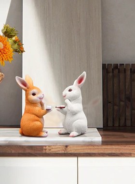 看书兔家居饰品花园m盆景小饰品装饰庭院可爱兔子治愈系迷你小摆