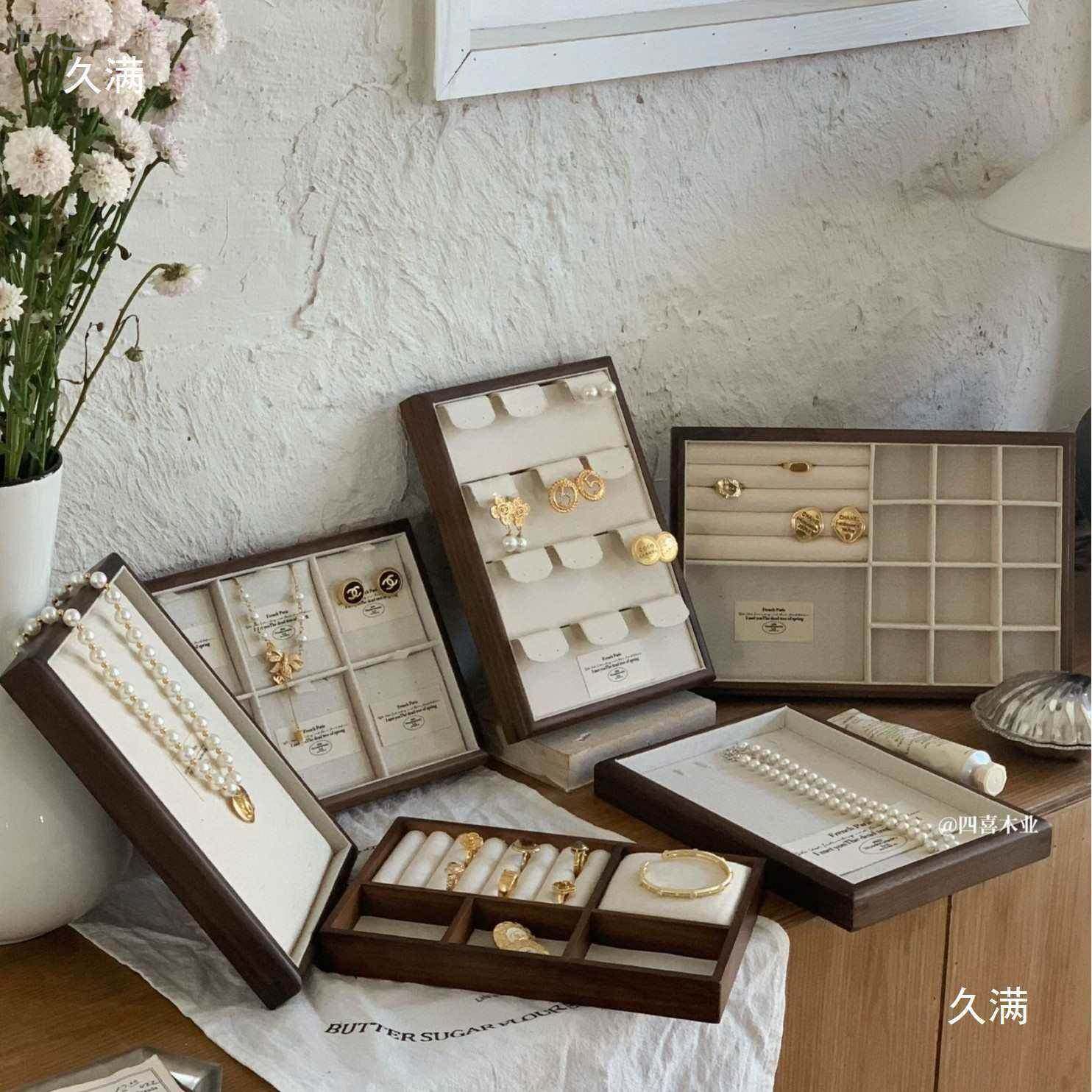 首亚饰托盘展示盘HHU黑胡桃木麻盘饰品耳环戒指纳陈列珠收宝拍照,淘宝优惠券,粉丝福利购,淘宝优惠卷