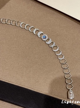 中古爆闪千金感满钻镂空月亮手链女款轻奢小众精致高级感手饰闺蜜