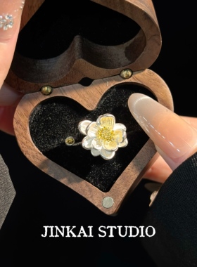 【花开见佛】荷气生财荷花佛开口可调节戒指花见佛国风指环复古风