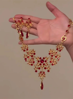 欧美夸张项链耳环套装女礼服