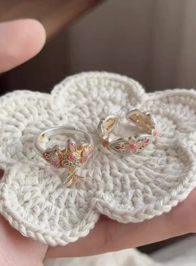 雁回时戒指国风新中式珐琅彩燕子开口戒指小众设计复古潮流高级