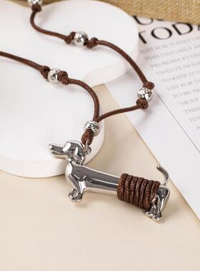 编织绳水晶串珠花朵爱心吊坠项链民族风锁骨链小众设计感毛衣链女