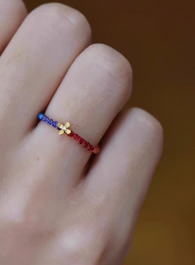 「幸运彩虹」编绳戒指小众设计